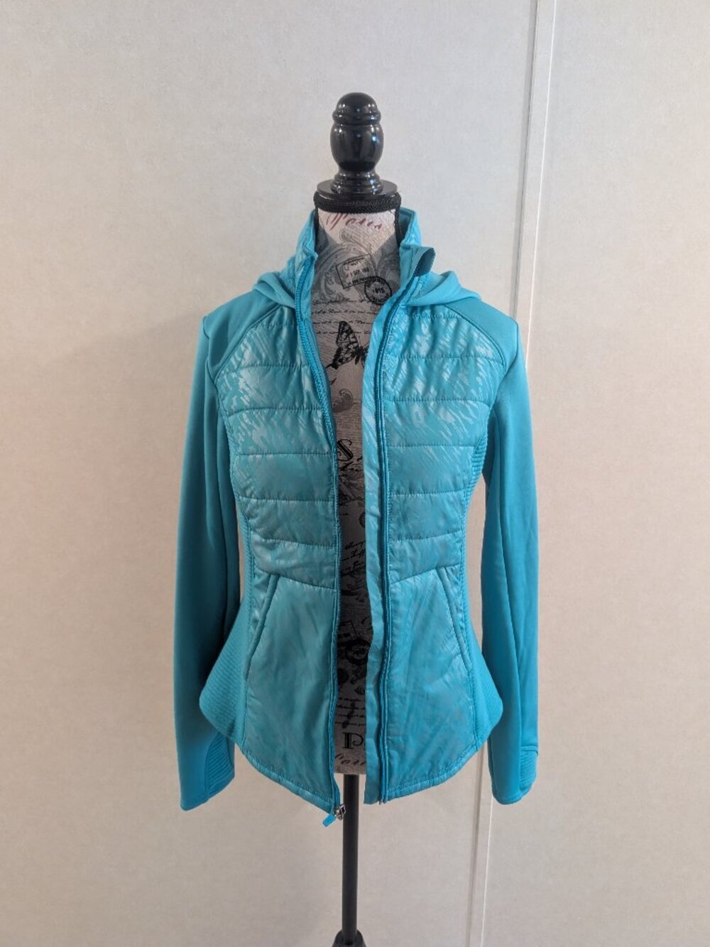 Tek Gear Aqua Quilted Fleece Lined Hooded Jacket Small Women's Zip Up - Picture 1 of 7